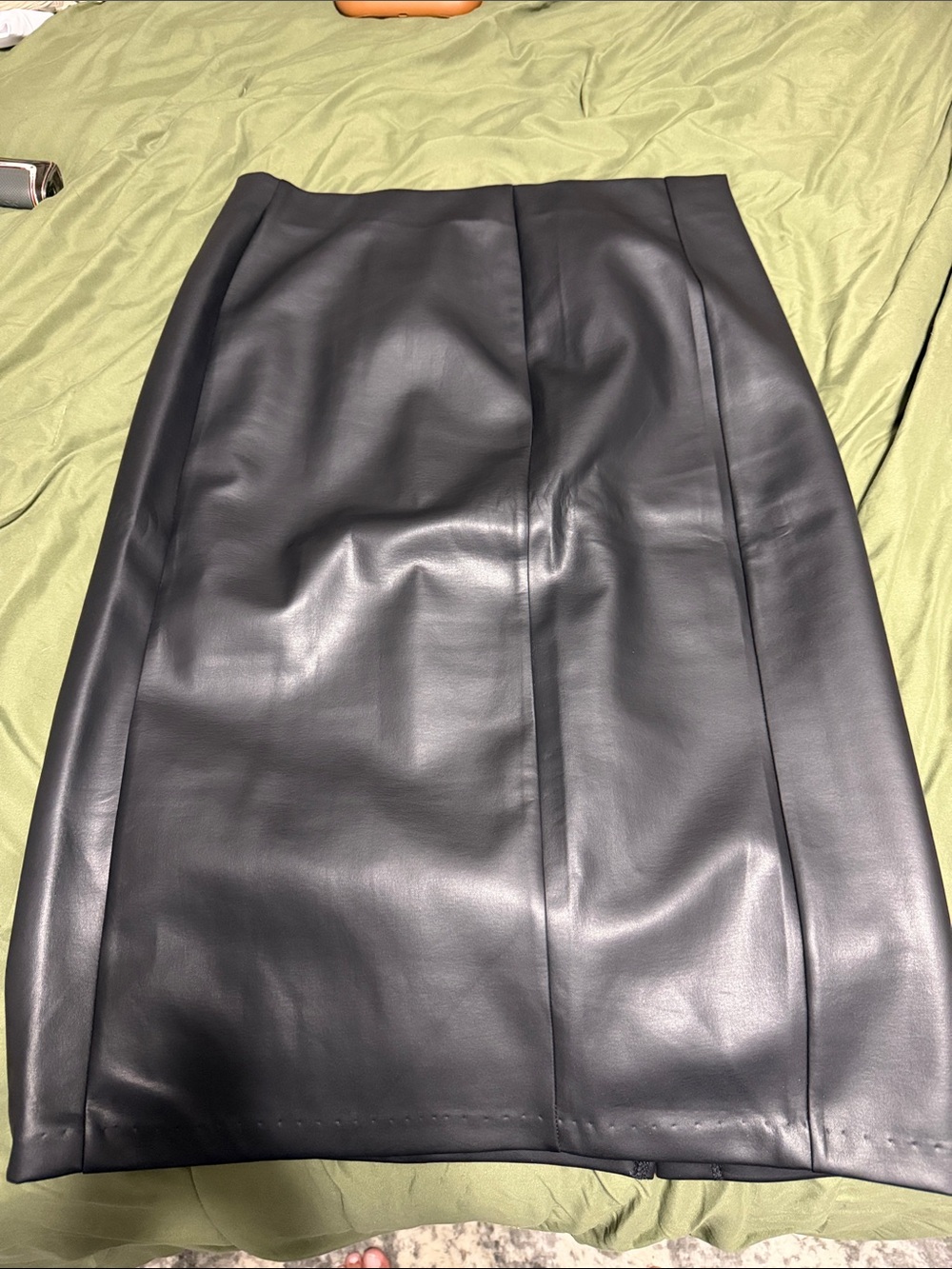 Ashley Stewart Black Faux Leather Pencil Skirt